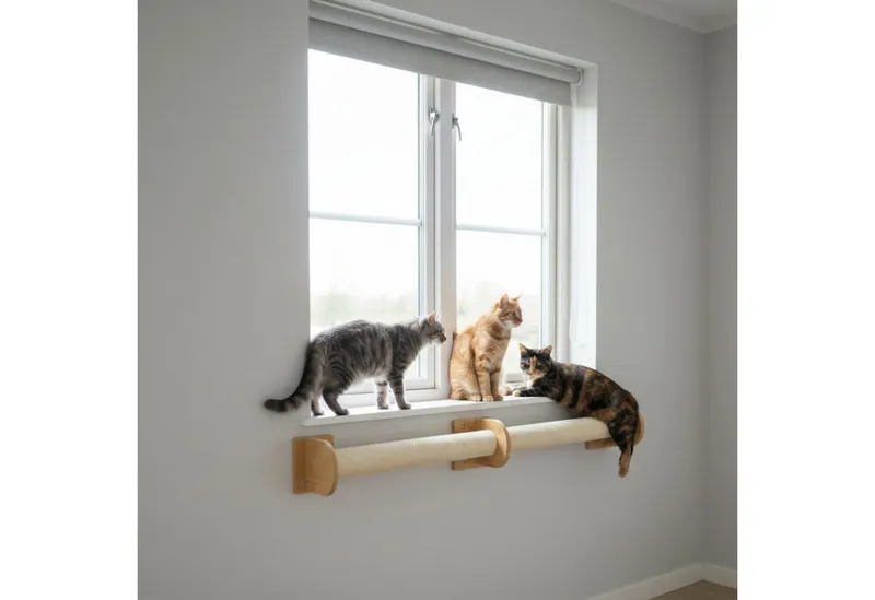 eyepower Kratzbaum zur Wandmontage - 66 cm Wandkratzbaum für Katzen - Sisal Kratzstamm, Sistammstamm Wand - Katzenkratzbaum platzsparend - Kletterwand Katze, Beige, – Produktbild 5 von 5