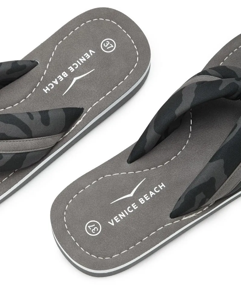 VENICE BEACH VENICE BEACH Sandale, Badeschuh, Badelatsche, Flip Flop, Badeschlappe, Sommerschuhe Badezehentrenner Zehentrenner mit wasserabweisender und leichter Sohle VEGAN, Grau|schwarz, – Produktbild 5 von 5