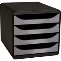 Exacompta Exacompta Schubladenbox "Metallic", DIN A4+, 4 Schubladen offen, silber/schwarz – Produktbild 4 von 4
