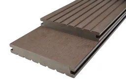 woodstore24 WPC Massivdiele WoodoZypern, 20 x 140 mm, braun, geriffelt / glatt, beidseitig begehbar, Länge: 4,00 m - Sichtseite geriffelt – Produktbild 1 von 1