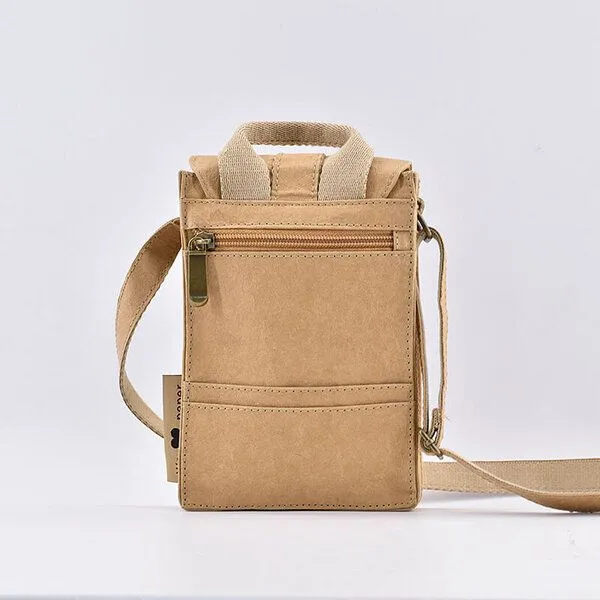 PAPERO PAPERO Handy Umhängetasche aus Papier RFID Bauchtasche, Braun, – Produktbild 3 von 4