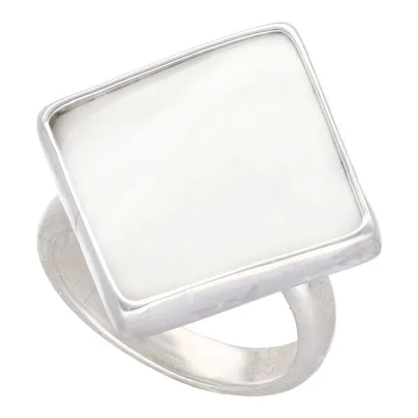 pakilia pakilia Silber Ring Perlmut eckig Fair-Trade und handmade – Produktbild 3 von 4