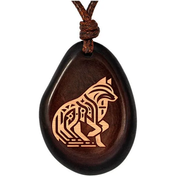 Simaru Simaru Braun Tagua-Kette mit graviertem Tieranhänger – Produktbild 1 von 5
