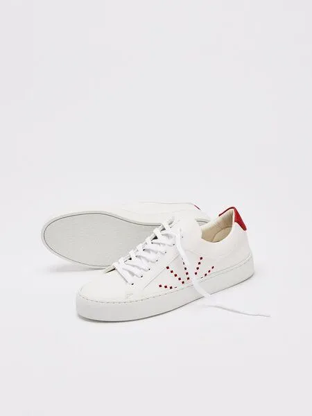 NINE TO FIVE NINE TO FIVE #gràcia - minimalistischer Allround-Sneaker aus leichter Microfaser, White cherry, – Produktbild 4 von 4