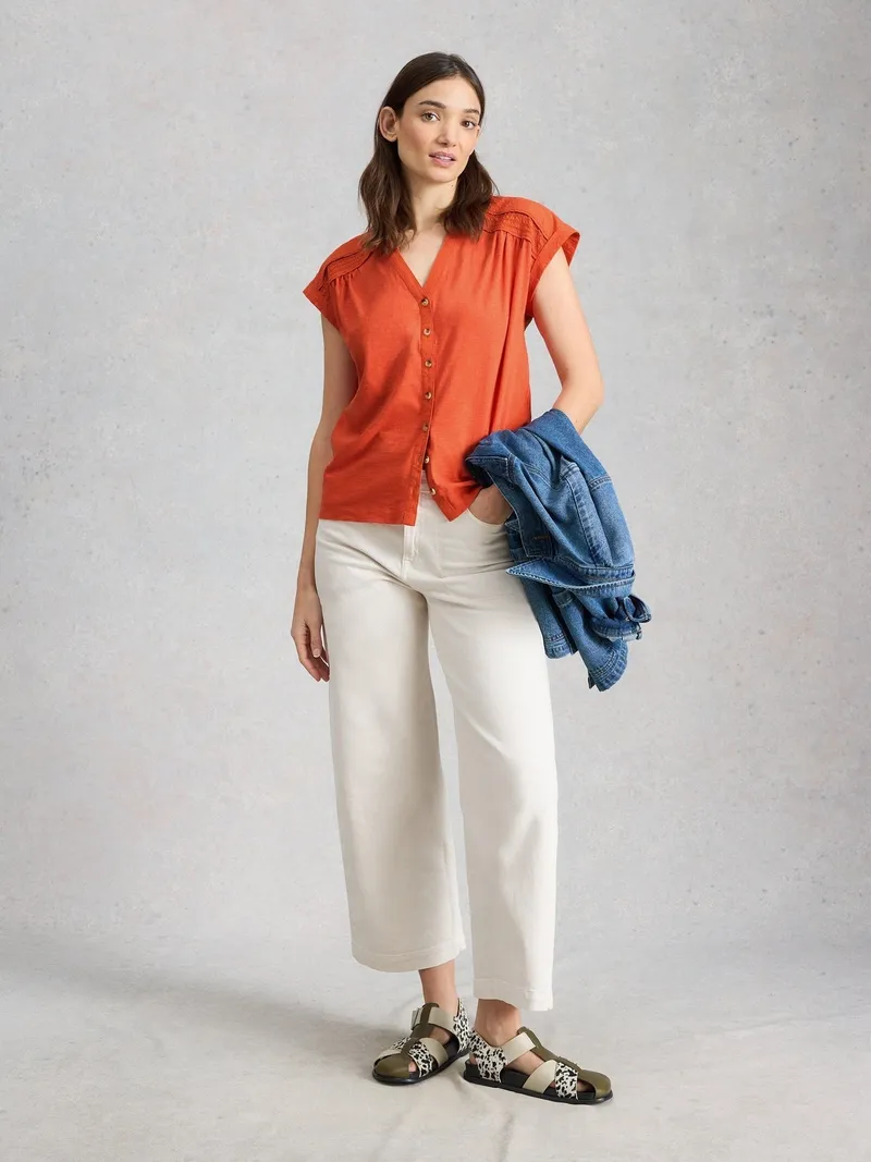 White Stuff Ärmellose Bluse Billie - 40, Mittelrot, – Produktbild 2 von 4