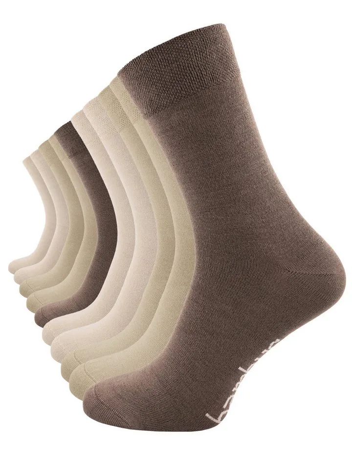 Cotton Prime® Socken Bambussocken ohne Gummibund (10-Paar) weich und atmungsaktiv durch Viskose, Braun, – Produktbild 1 von 5