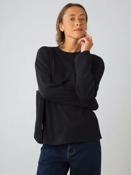 Honest Basics Honest Basics OG Langarmshirt aus Bio- und recycelter Baumwolle, Schwarz, – Produktbild 1 von 4