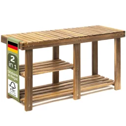 Casaria® Schuhregal 2in1 Braun Akazienholz 87x30x45cm – Produktbild 1 von 1