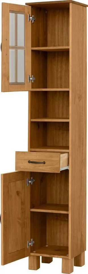 Home affaire Hochschrank Rodby FSC®-zertifiziertes Massivholz, Breite 33cm, Höhe 180cm, Beige, – Produktbild 4 von 5