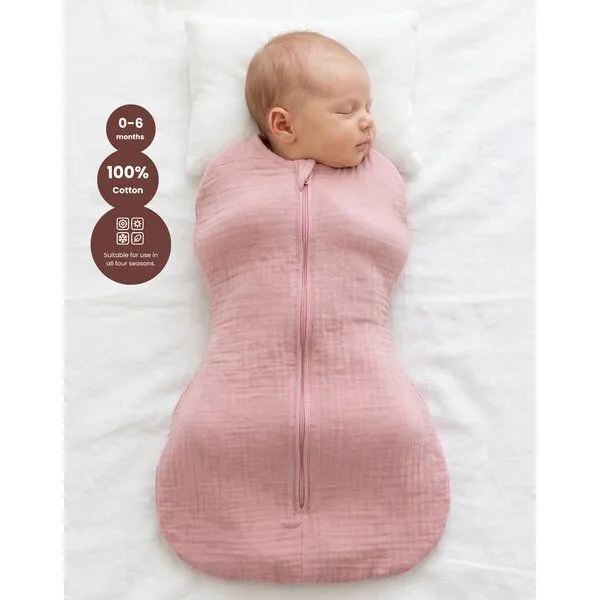 Bebekevi Bebekevi Baby Schlafsack Musselin Kokon Puckschlafsack für Neugeborene (2,5 bis 4 kg) | Geschlossene Ärmel | Neu, Coral, – Produktbild 2 von 2