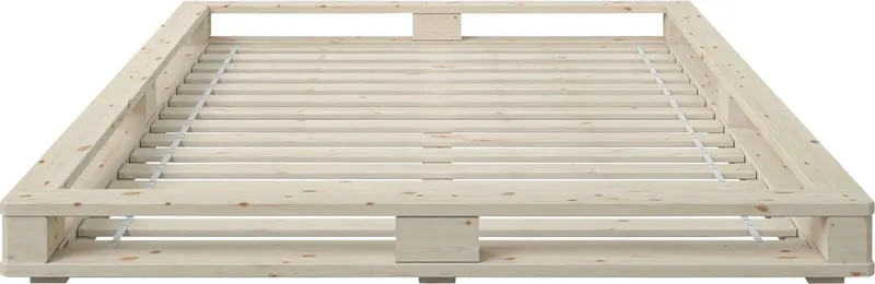 OTTO home Futonbett "PALO " Massivholzbett, rundum Ablagefläche (H/B/T ca. 16/158/218), Bodenbett, zertifiziertes Massivholz (Kiefer), Weiß, – Produktbild 4 von 5