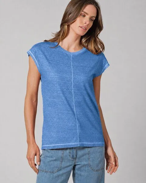 HempAge HempAge Ärmelloses Damen-Shirt mit Wascheffekt Hanf/Biobaumwolle, Ocean (blau), – Produktbild 2 von 4