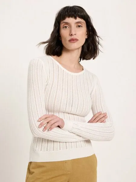 LANIUS LANIUS Pointelle-Pullover aus Bio-Baumwolle, Off white, – Produktbild 1 von 4