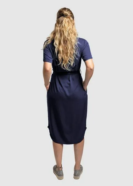Zerum Zerum Kurzarm-Kleid Modell: Finja aus EcoVero Viskose, Navy (blau), – Produktbild 2 von 5