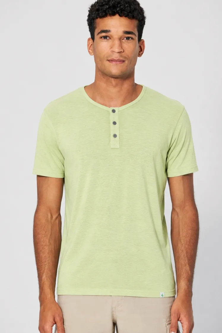 HempAge Hempage Herren vegan Einfarbiges Henley T-Shirt In Matcha Grün, Grün, – Produktbild 2 von 2