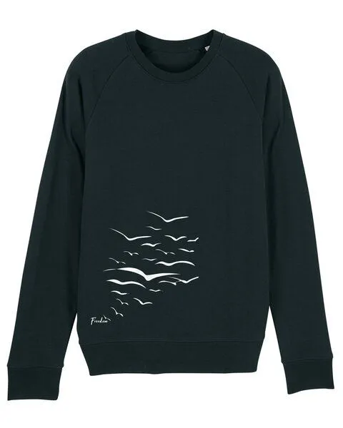 Human Family Human Family Bio Herren Sweatshirt "Practice - Free Birds" in 5 Farben, Schwarz, – Produktbild 2 von 3