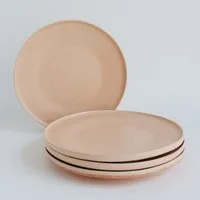 NAKOA NAKOA Dessertteller Keramik 4er Set | Handgefertigtes Steingut Geschirrset | Langlebig & Spülmaschinenfest | Mikrowellengeeignet | Hochwertige große Teller | Modernes Design | 22,5 x 2,5cm, Sunny peach (orange), – Produktbild 1 von 1