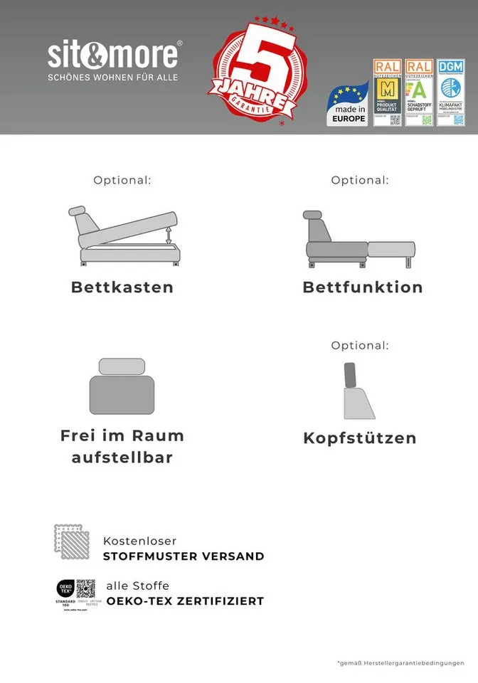 sit&more Hocker Pablo, Grau, – Produktbild 5 von 5