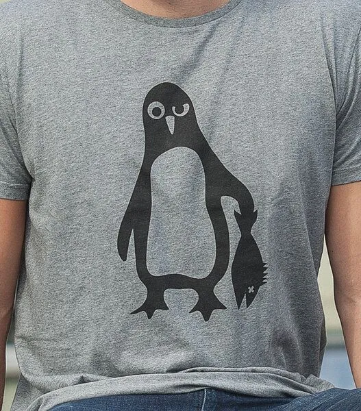 päfjes päfjes Pinguin Paul - Fair Wear Männer Bio T-Shirt, Grau, – Produktbild 3 von 4
