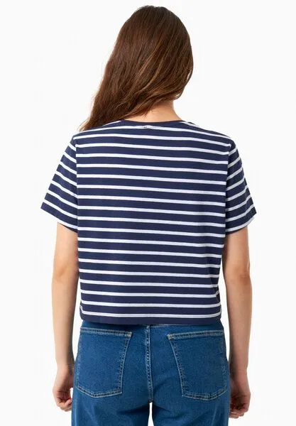 ORGANICATION ORGANICATION Gestreiftes T-Shirt aus Bio-Baumwolle, Off white/dark navy, – Produktbild 4 von 4