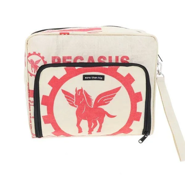 MoreThanHip MoreThanHip XL Kulturtasche (6,5 Liter) aus recycelten Fischfutterbeuteln - Lexi, Creme/rot - pegasus, – Produktbild 1 von 4