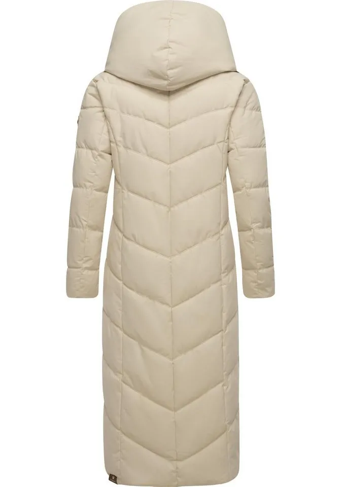 ragwear ragwear Steppmantel Natalka Extralong Gesteppter Damen Mantel mit Kapuze, Braun, – Produktbild 3 von 4