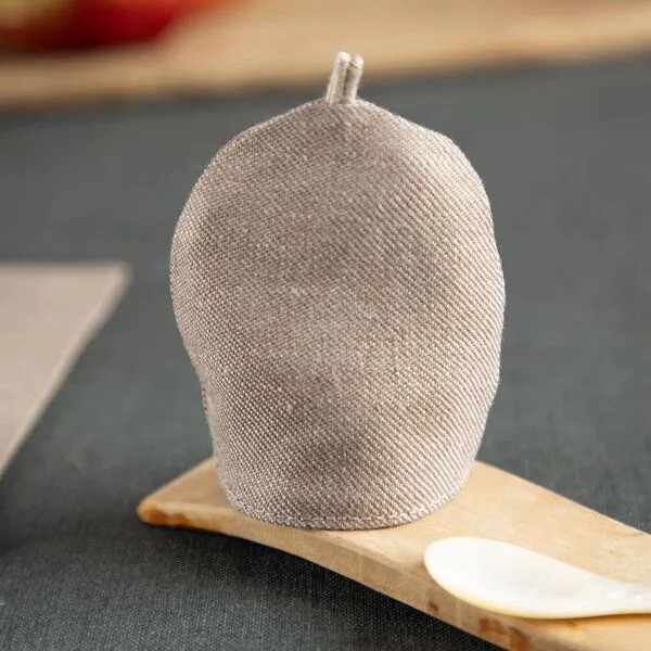 nahtur-design nahtur-design Eierwärmer aus Bioleinen mit Feinloden | Bring Farbe auf Deinen Tisch, Sand (beige), – Produktbild 3 von 5