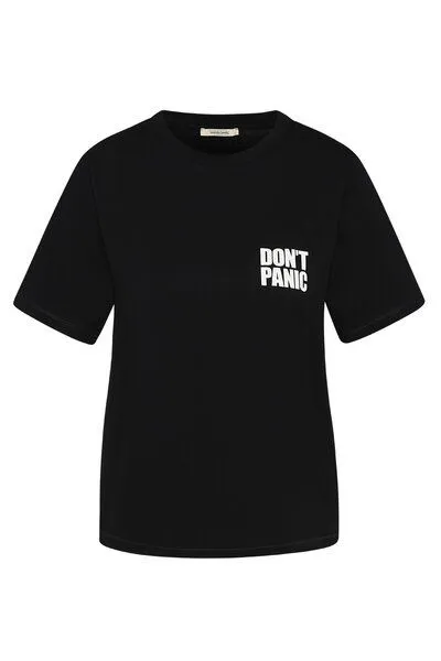 Wunderwerk Wunderwerk Damen Tee aus Bio-Baumwolle "Tee don't panic small", Schwarz (900 black), – Produktbild 1 von 4