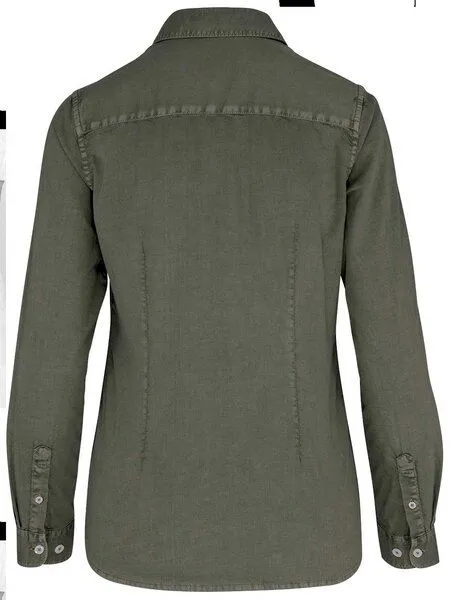 YTWOO YTWOO Umweltfreundliches ausgewaschenes Damenhemd aus Bio-Baumwolle, Khaki, – Produktbild 2 von 3