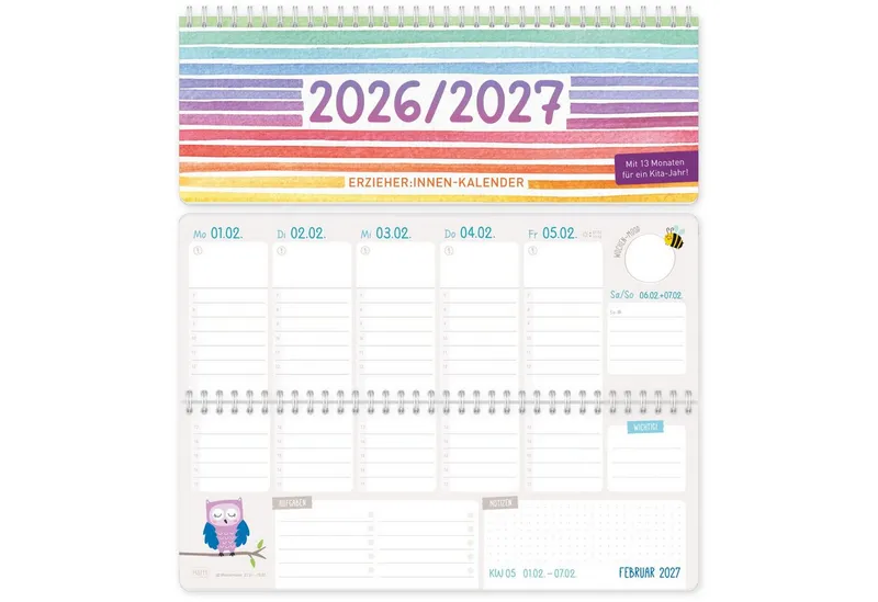 Häfft Häfft Tischkalender Erzieher*innen, 2026/27, Color Stripes – Produktbild 1 von 6