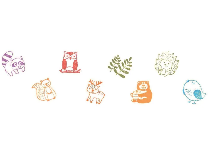 Goki Goki Kinder Stempelset mit Stempelkissen "Waldtiere" 9-teilig, Mehrfarbig, – Produktbild 2 von 2