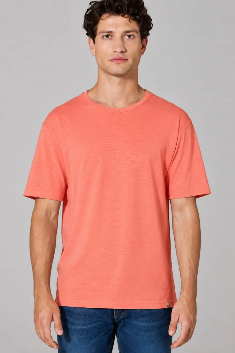 HempAge Hempage Herren vegan T-Shirt Aus Slub Jersey In Pfirsich, Pfirsich, – Produktbild 2 von 2