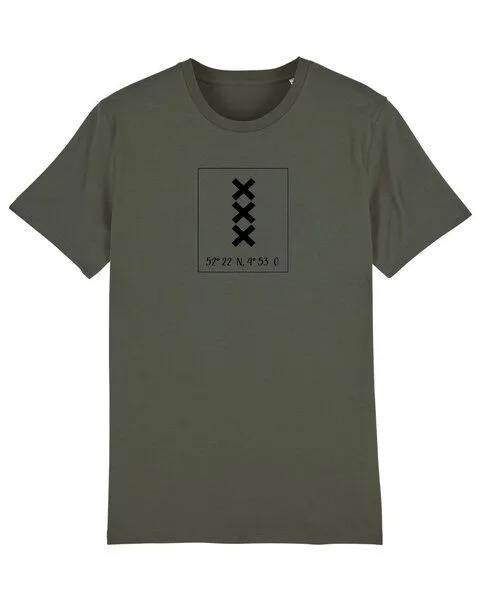 Human Family Human Family Bio Herren City T-Shirt "Amsterdam - Coordinates", Khaki, – Produktbild 2 von 3