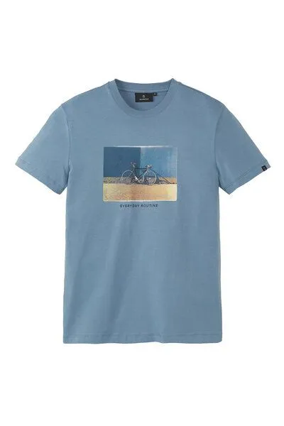 recolution Herren T-Shirt aus Bio-Baumwolle - AGAVE BIKE WALL - recolution, Dark arctic blue (blau), – Produktbild 2 von 4