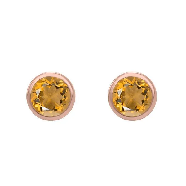 Eppi Eppi Silberne Ohrstecker mit Citrinen in Bezelfassung Wetty, Rosa, – Produktbild 2 von 4