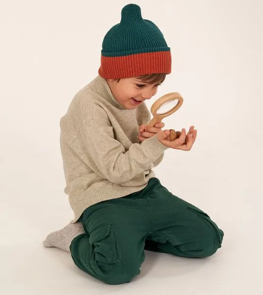 Sense Organics & friends in cooperation with GARY MASH Sense Organics & friends in cooperation with GARY MASH Kinder Strickmütze aus Biobaumwolle, Grün-terracotta, – Produktbild 4 von 4