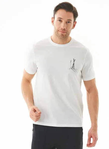 ORGANICATION ORGANICATION T-Shirt aus Bio-Baumwolle mit Ski-Print, Weiß(off white), – Produktbild 1 von 4