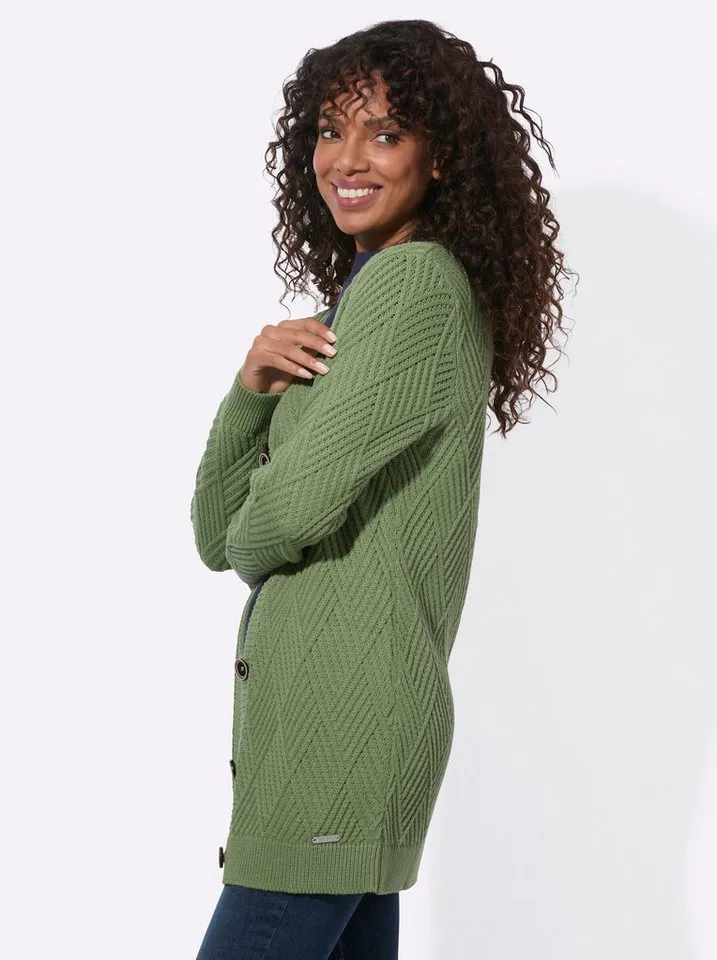 Witt Witt Strickjacke Strickjacke Langarm Strukturstrick, Grün, – Produktbild 5 von 5