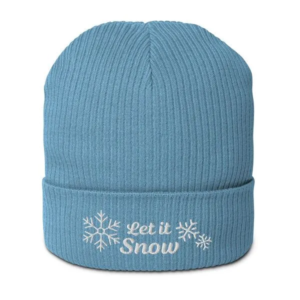 PepMelon Let it snow bestickte Bio-Rippmütze, Blau, – Produktbild 3 von 4