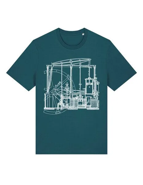 UNIPOLAR UNIPOLAR Maschinenbau T-Shirt | Dampfmaschine, Stargazer (blau), – Produktbild 3 von 4