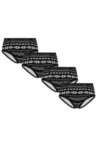 Albero Natur Albero Natur Damen vegan Multipack 4x Hipsters Geometrisch, Schwarz, – Produktbild 2 von 2