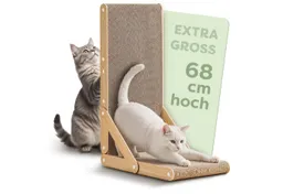 Knupis Kratzbrett Kratzbrett Katze Groß 68 cm – L-förmig, wendbare Kratzpappe für Katzen, (Kratzbrett Katze L-förmig, 1-tlg., Kratzbrett für Katzen 68 cm, L-förmig, wendbare Kratzpappe), Kippsicher, Leichtgewichtig, Kratzfest, Rutschfest, Einfacher Aufbau – Produktbild 1 von 1