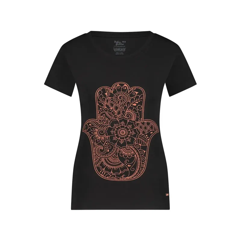 Urban Goddess Damen T-Shirt Urban Goddess Hamsa Core, Noir, – Produktbild 1 von 1
