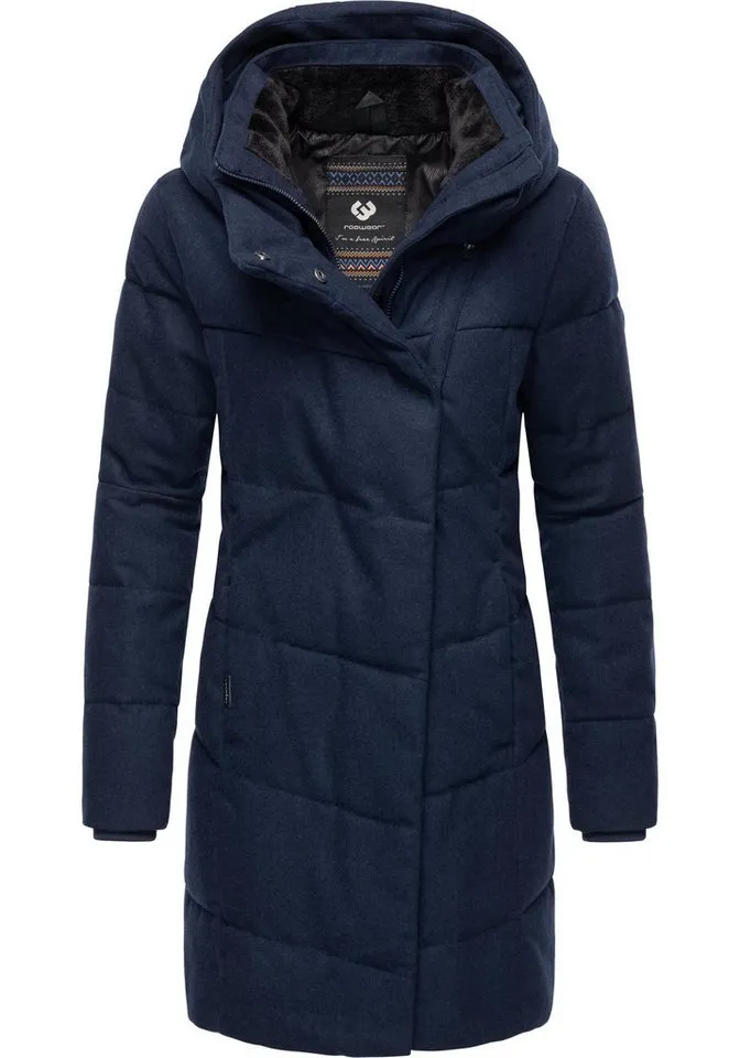 ragwear ragwear Wintermantel Pavla Coat stylischer Damen Steppmantel in Woll-Optik, Blau, – Produktbild 2 von 3