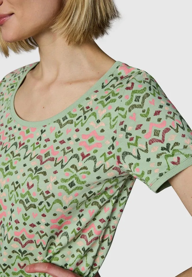 ragwear ragwear Minikleid Baomi Print YOUMODO Gemustertes kurzes Sommerkleid mit Taillenkordel, Grün, – Produktbild 5 von 5