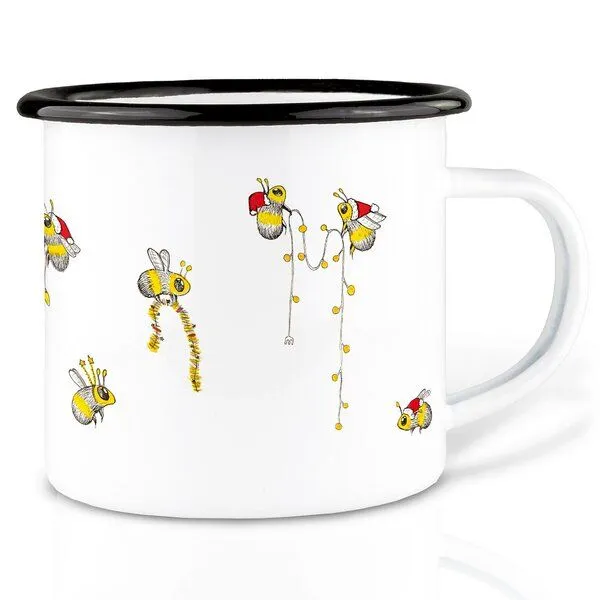 LIGARTI Emaille Tasse – Weihnachtsbienen – LIGARTI Tiermanufaktur – Produktbild 1 von 4