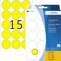 Herma HERMA Papier - permanent selbstklebend - Gelb - 32 mm rund 480 Etikett(en) (32 Bogen x 15) – Produktbild 2 von 2