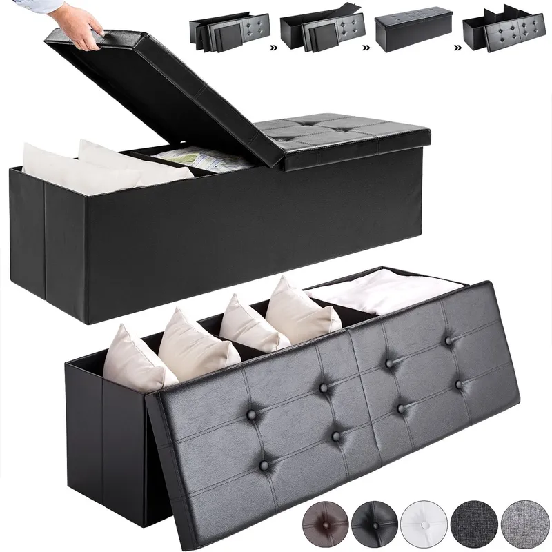 Casaria® Casaria Casaria Sitzbank Sitztruhe Ottomane faltbar 80 x 40 x 40cm schwarz – Produktbild 1 von 1