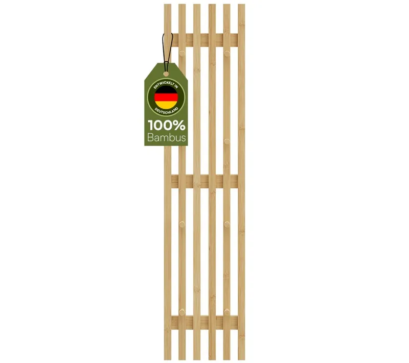 Bellamio Garderobenpaneel Sava, Wandpaneel für Flur, 8 Kleiderhaken (1 St), Flurgarderobe aus Bambus, 110x25 cm – Produktbild 1 von 5