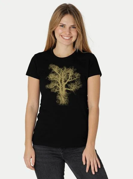 Peaces.bio - handbedruckte Biomode Peaces.bio - handbedruckte Biomode Damen Biobaumwoll T-Shirt Chestnut, Schwarz, – Produktbild 2 von 3